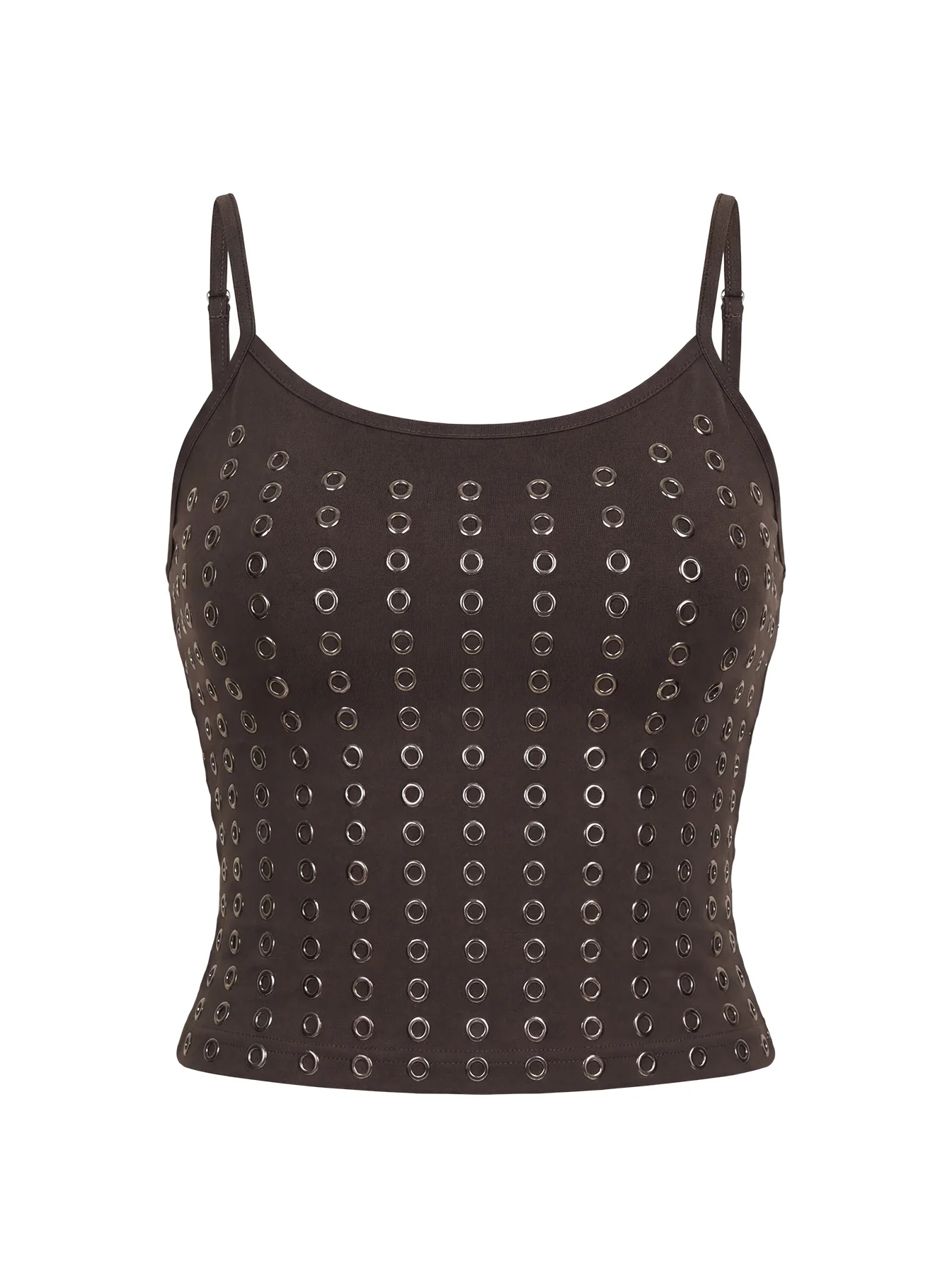 Winter Solstice Scoop Neck Eyelet Detail Top Dark Slate