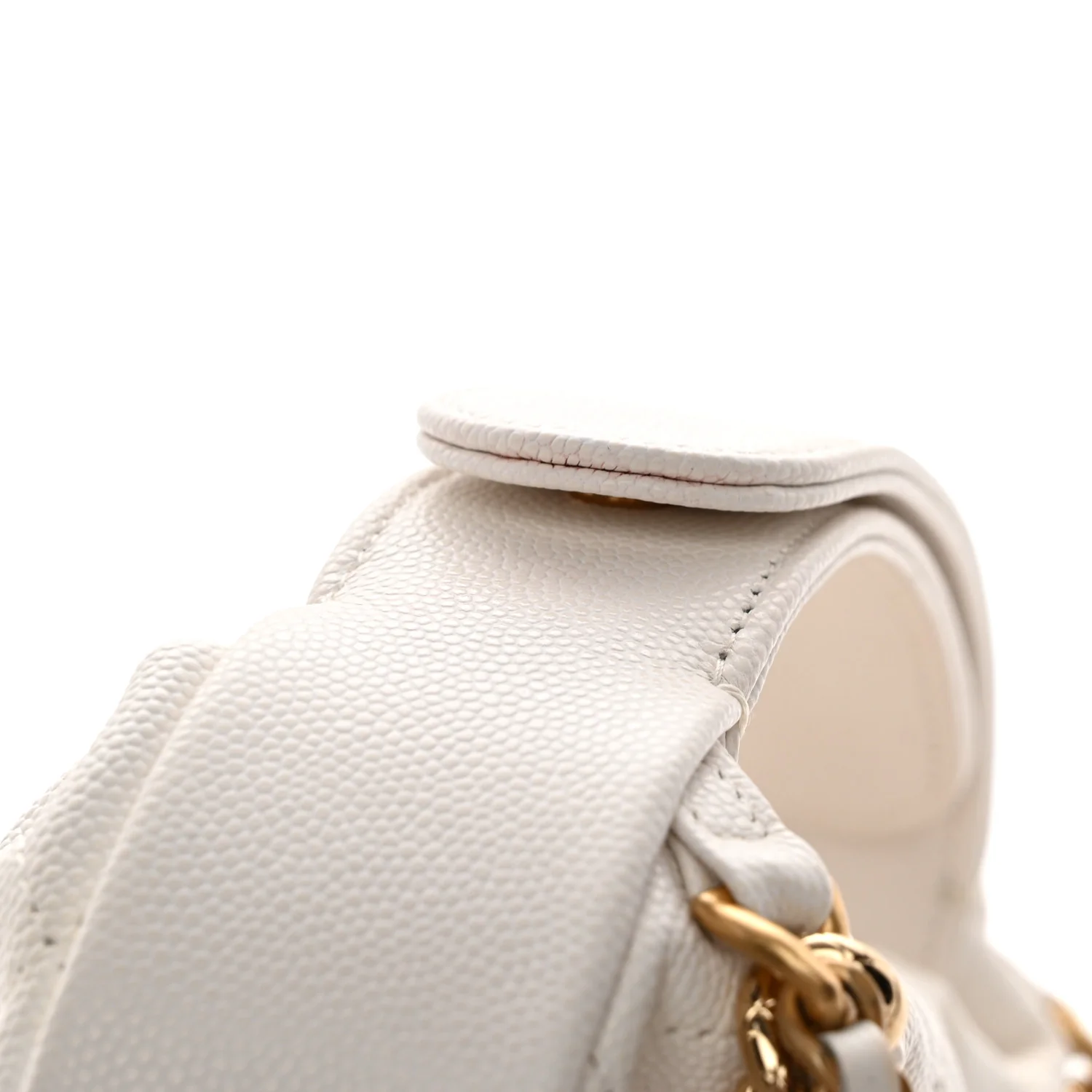 Shiny Caviar Quilted Bow Pouch Hobo White - Top Club