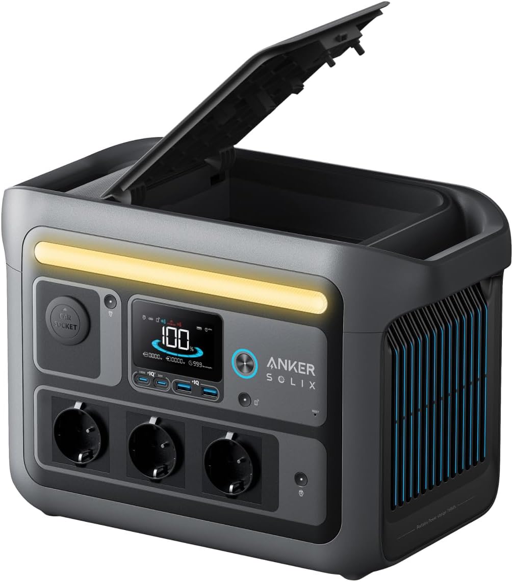 Anker SOLIX C800 Portable Power Station, gen. solare 1200 W (picco 1600 W), carica 58 min, LiFePO4 768 Wh campeggio(pann. solare opzionale)