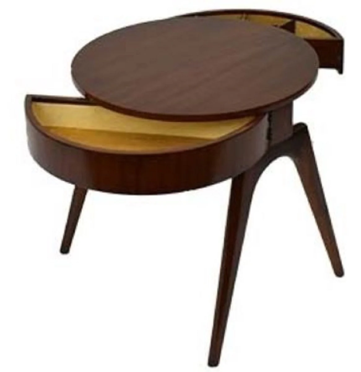 Luxury side table dark brown Ø 54 x H. 54 cm - round mahogany table with 2 drawers - luxury quality
