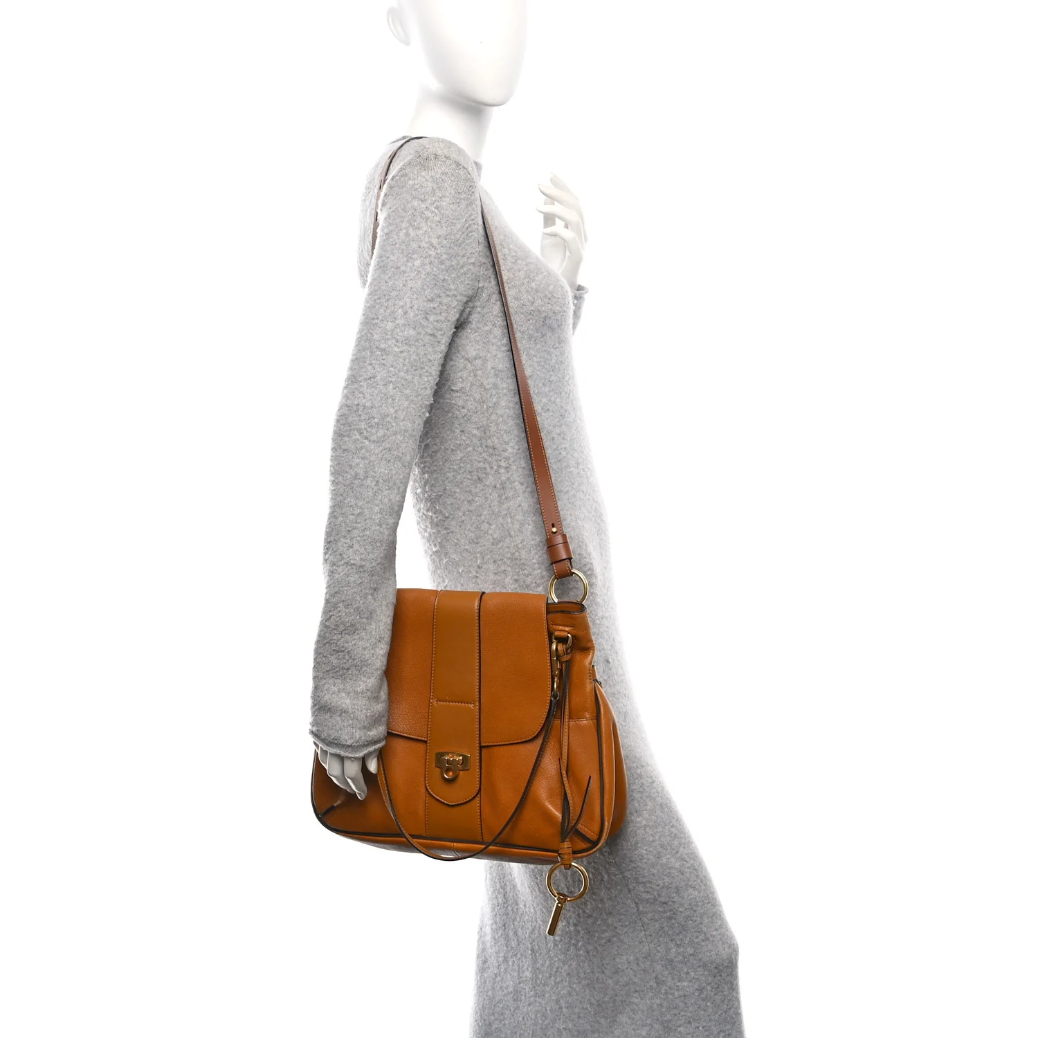 Grained Lambskin Medium Lexa Shoulder Bag Mustard Brown - Top Club