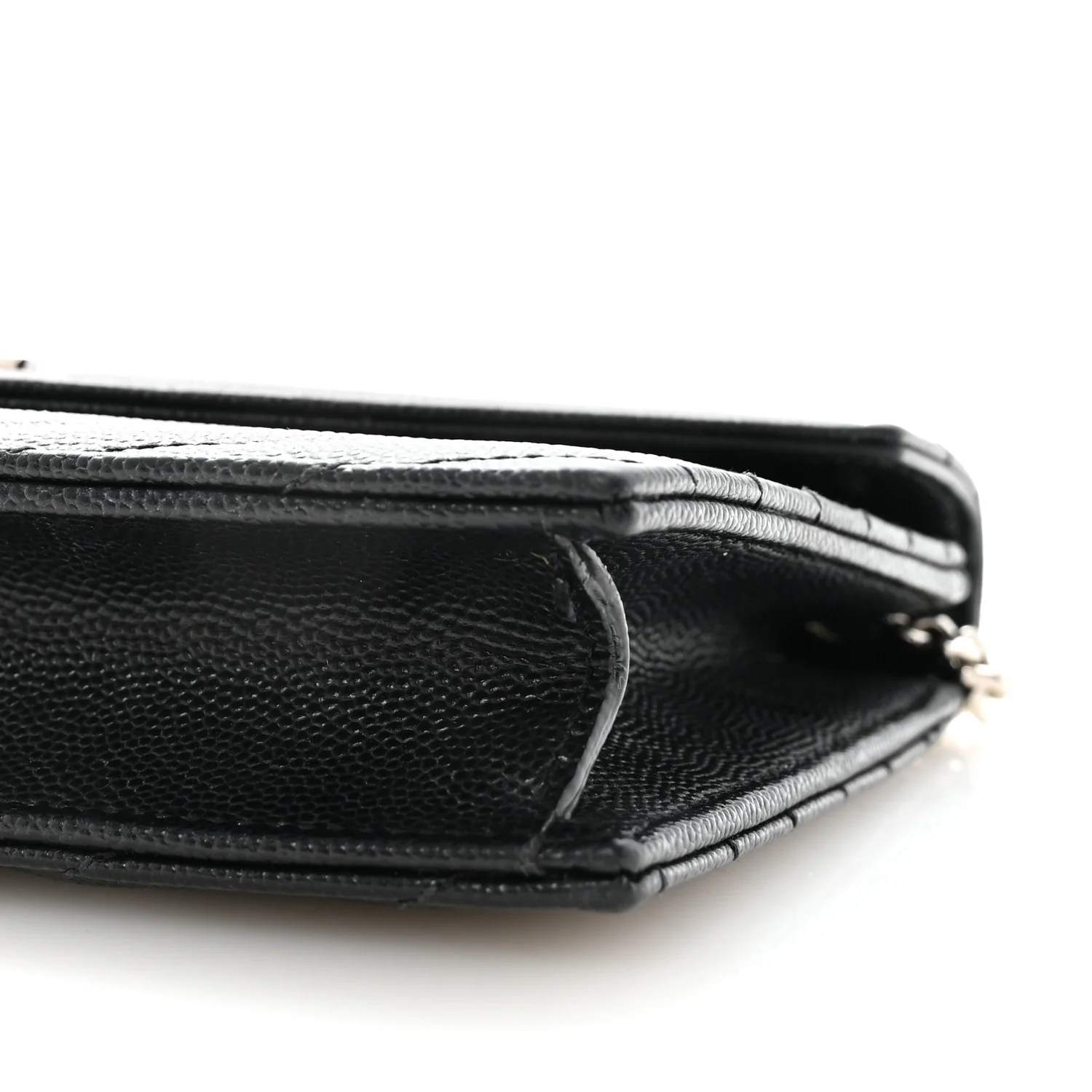 Grain De Poudre Matelasse Chevron Monogram Envelope Chain Wallet Black - Top Club