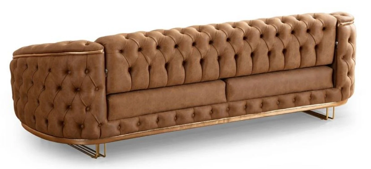 Luxury Chesterfield Living Room Set Vintage Brown / Brass - 2 Luxury Chesterfield Sofas & 2 Luxury Chesterfield Armchairs - Living Room Furniture - Luxury Furniture - Chesterfield Furniture