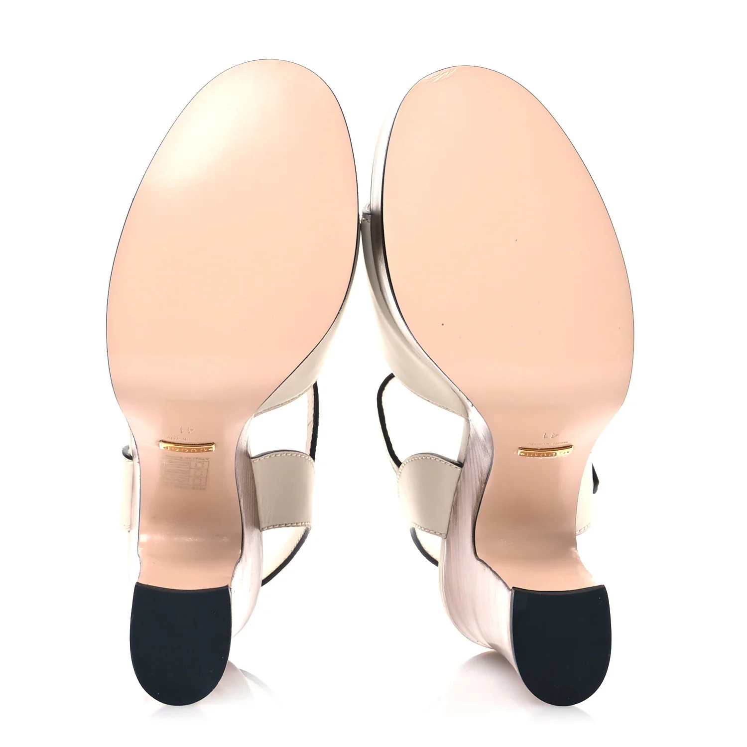 Cosmos Softy Calfskin Wooden Interlocking G Cut-Out 30/120mm Platform Sandals 41 Mystic White - Top Club