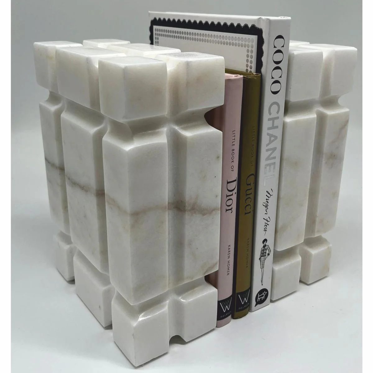 Luxury marble decorative bookends set white - decorative accessories
