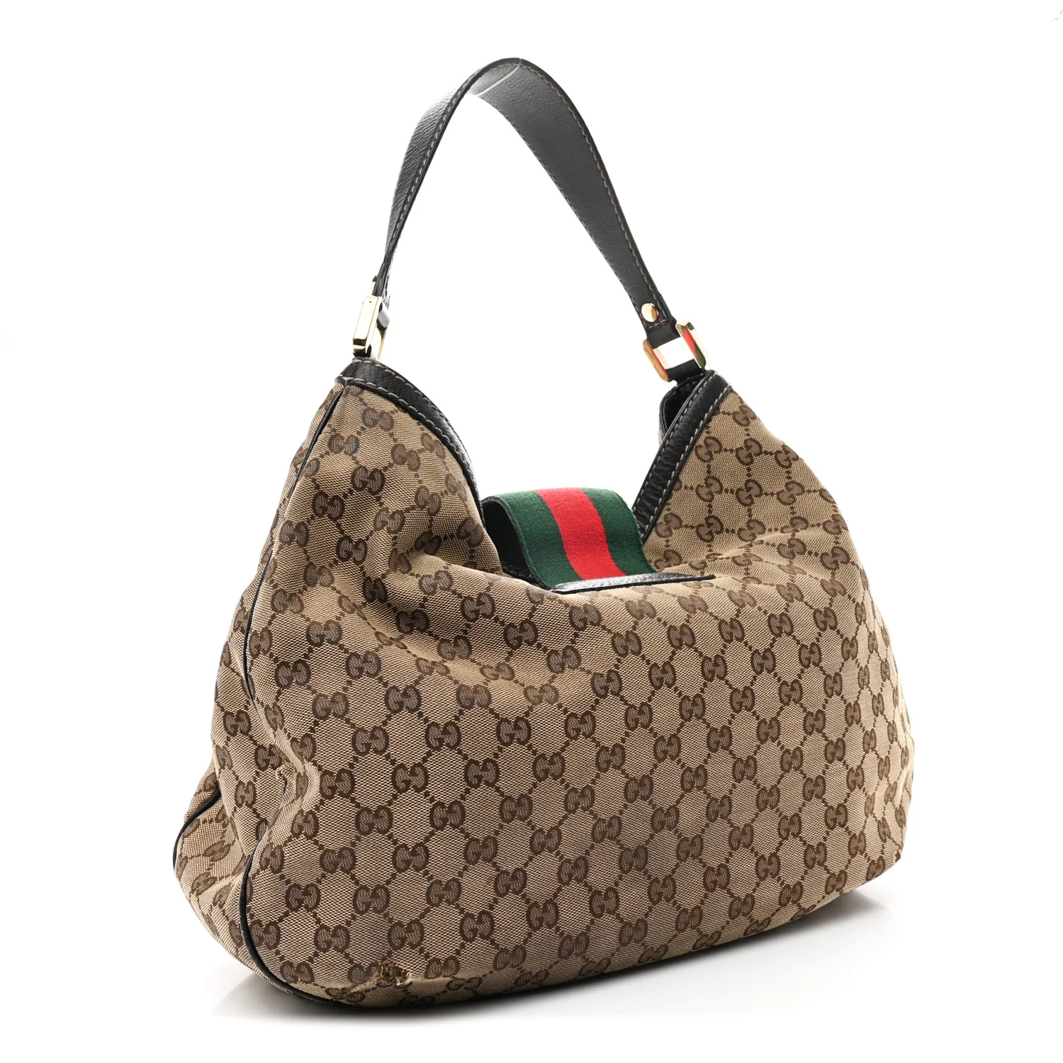 Monogram Large New Ladies Web Hobo Dark Brown - Top Club