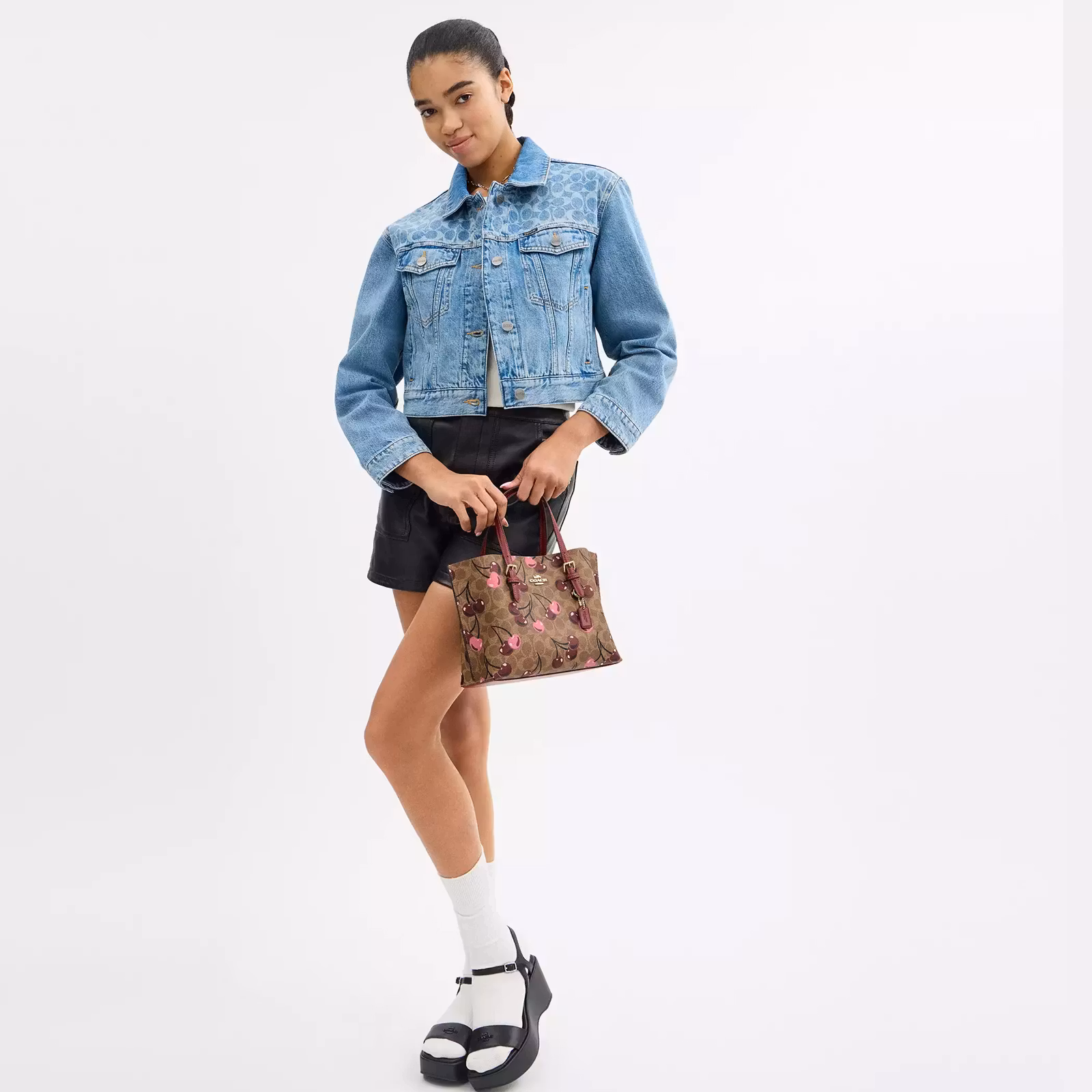 COACH Mollie Tote Bag 25 In Signature Canvas With Cherry Print