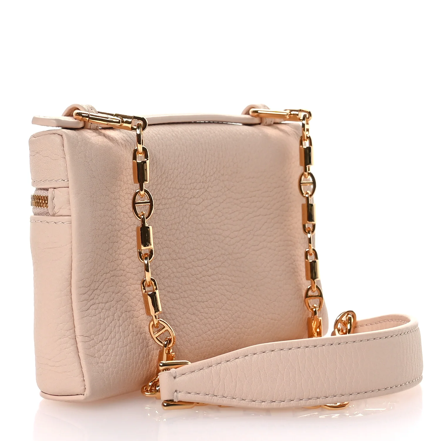 Grained Calfskin Extra Pocket Mini Pouch Creamed Honey - Top Club