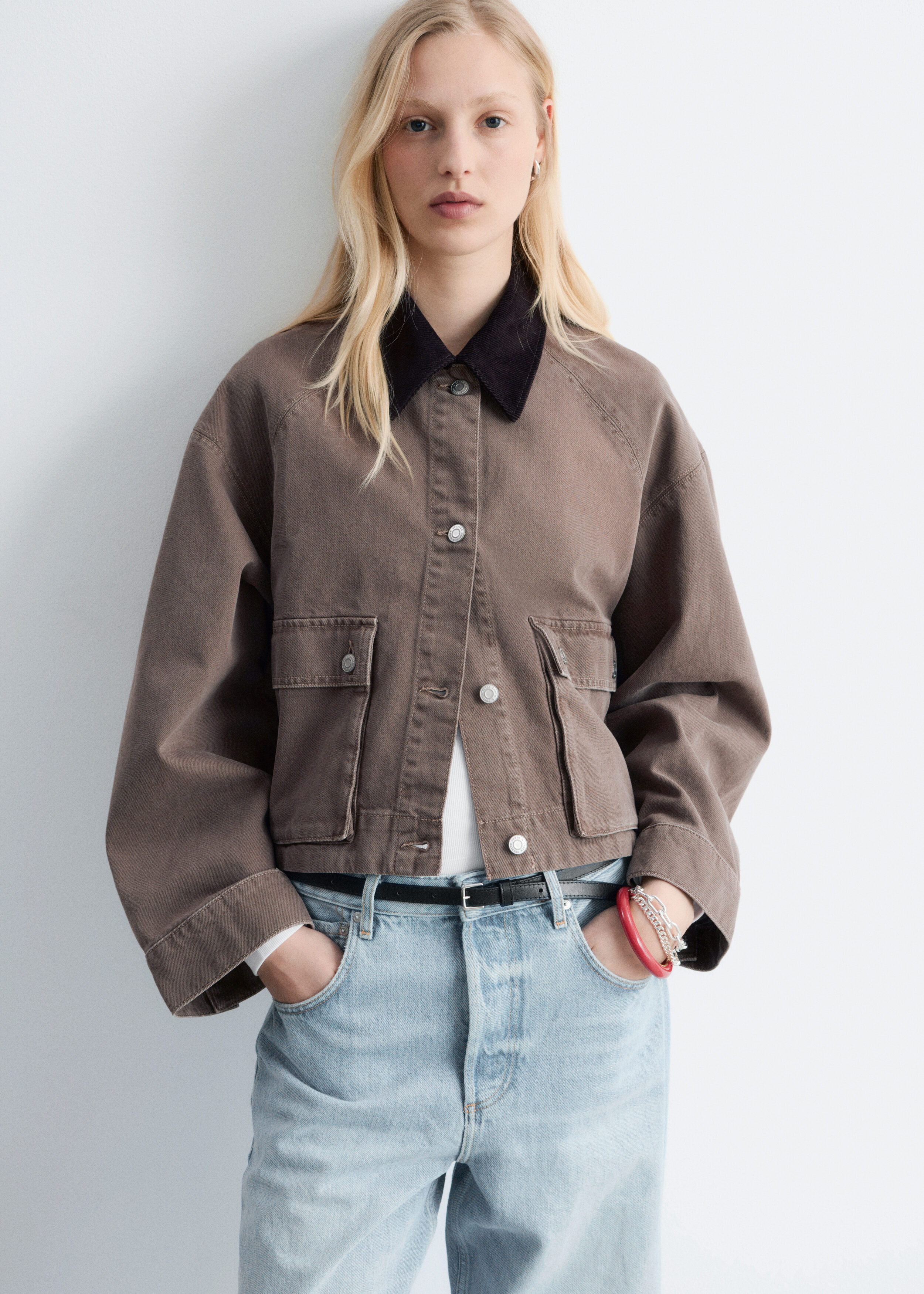 & Other Stories SHORT CORD-COLLAR DENIM JACKET