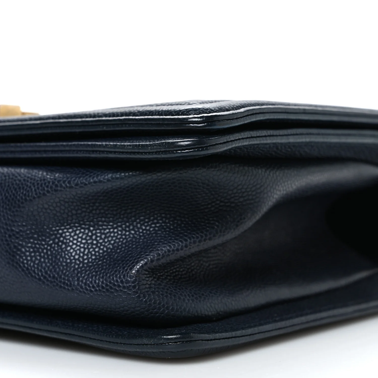 Metallic Caviar Quilted Medium Boy Flap Navy - Top Club