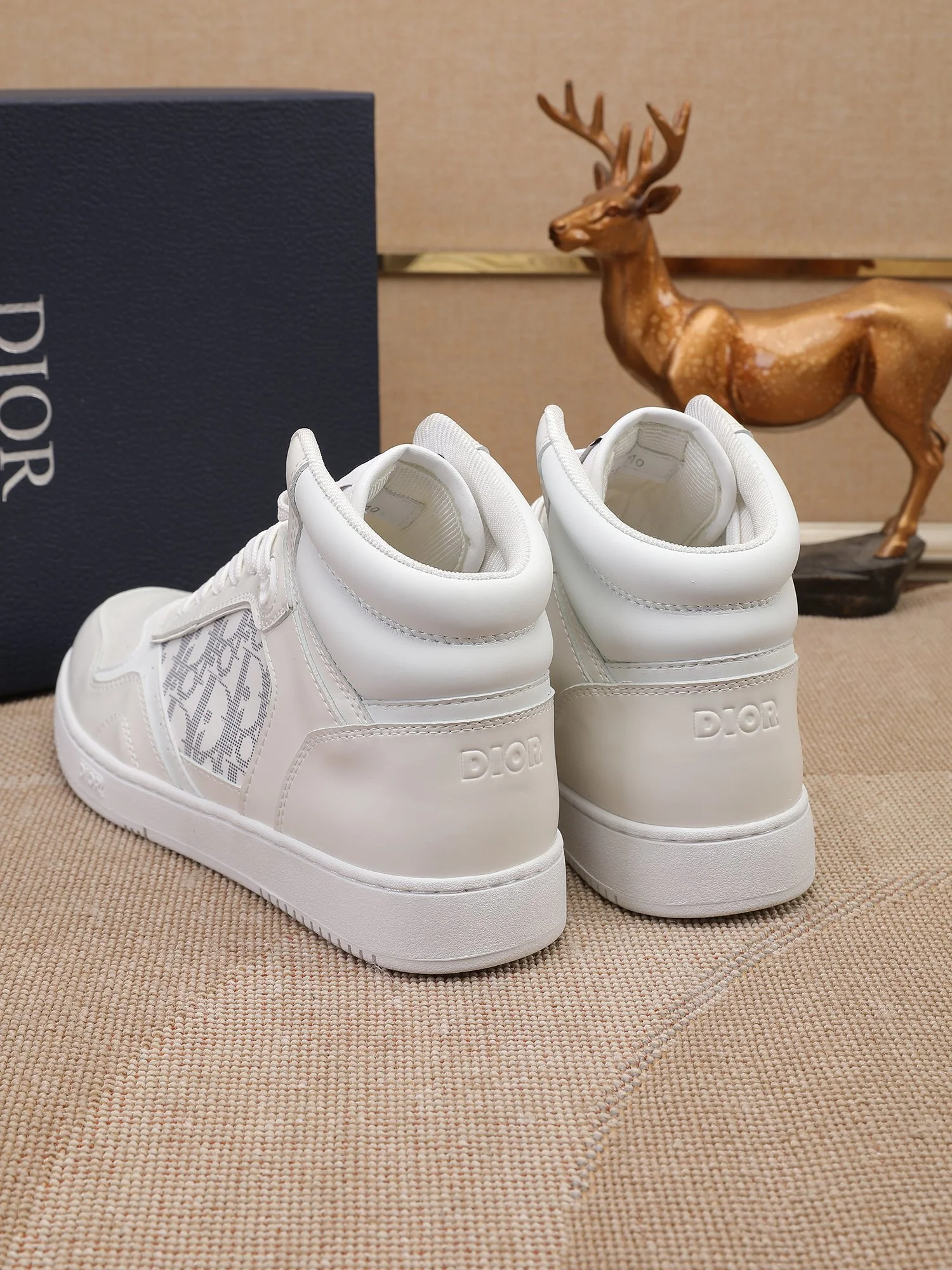 Dior Men's High Top Sneakers with Oblique Pattern and Adjustable Strap - Sneaker Replica Workshop