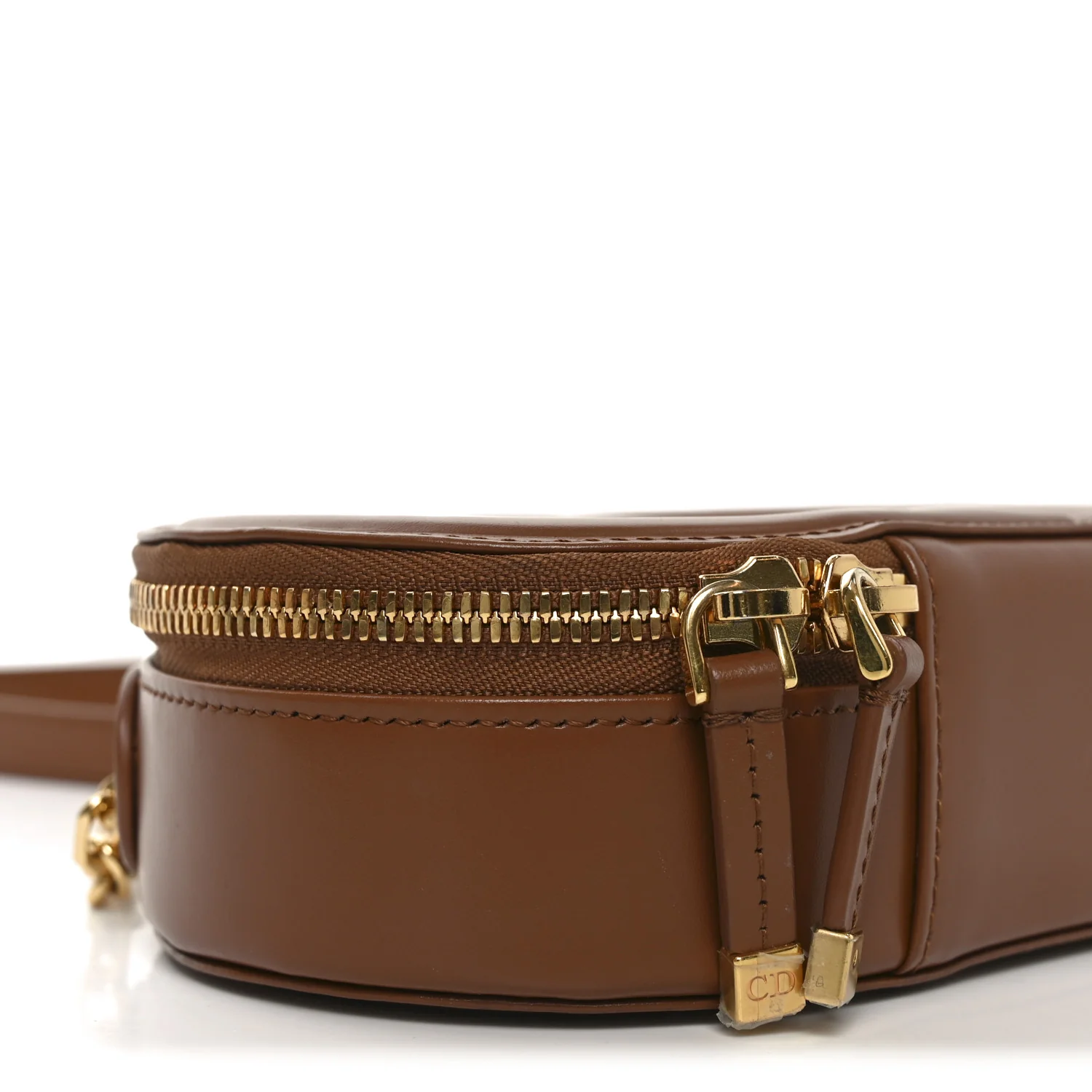 Calfskin CD Signature Oval Crossbody Camera Bag Brown - Top Club