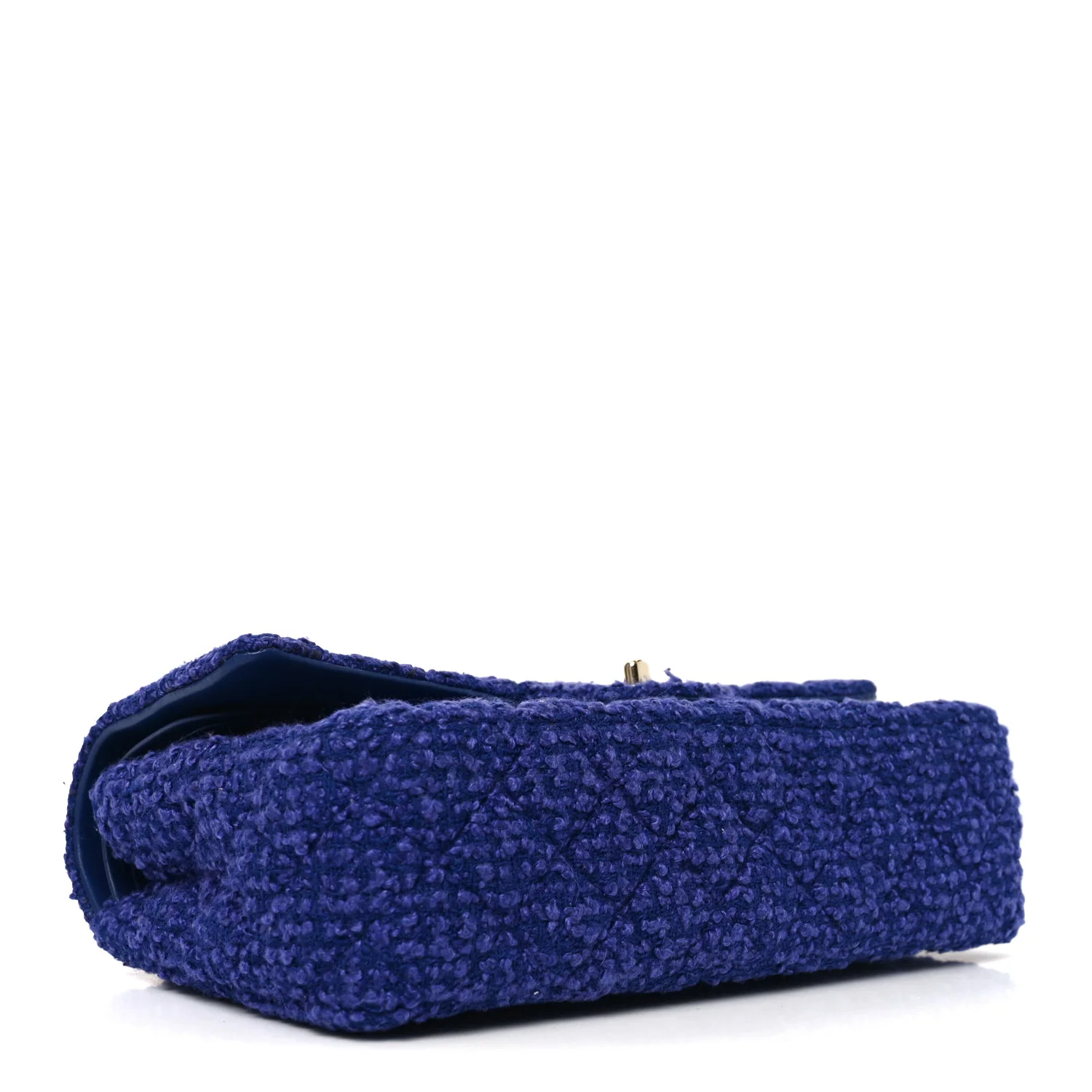 Tweed Quilted Medium Double Flap Blue - Top Club