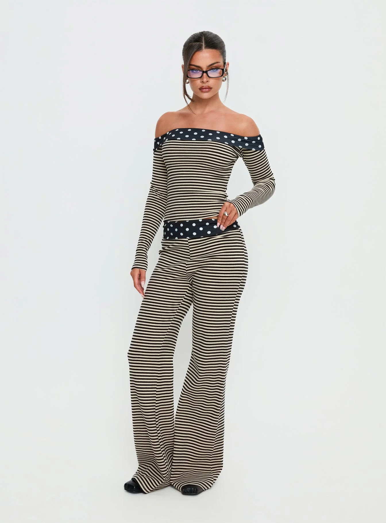 Virenna Fold Over Pants Black Multi