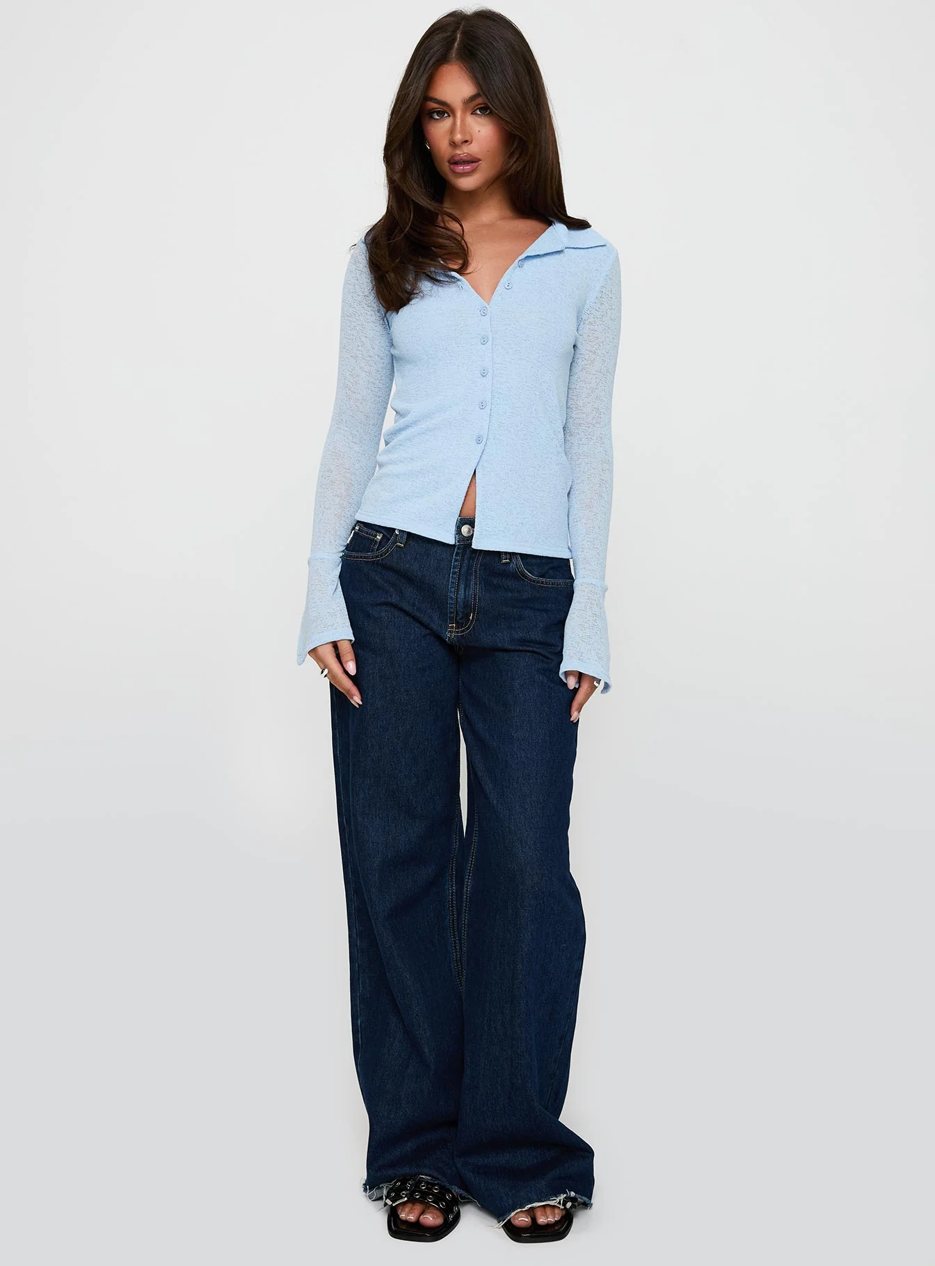 Finnean Long Sleeve Top Pale Blue