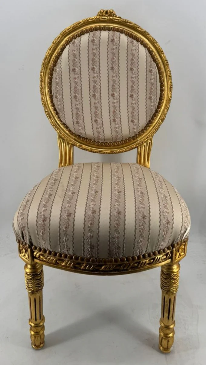 Baroque dining room chair with stripes gold - magnificent baroque style furniture