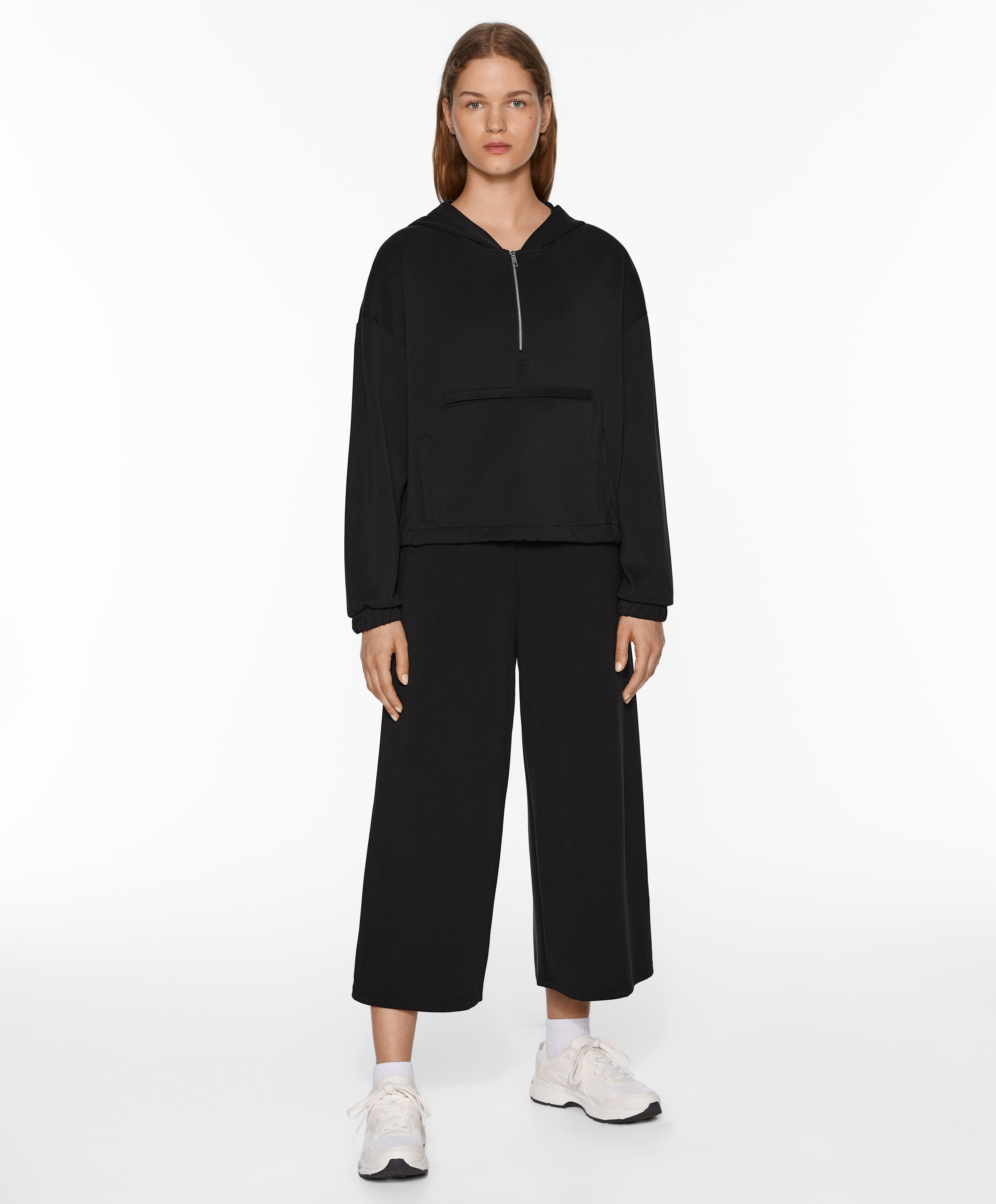 OYSHO Soft-touch wide-leg crop trousers with modal