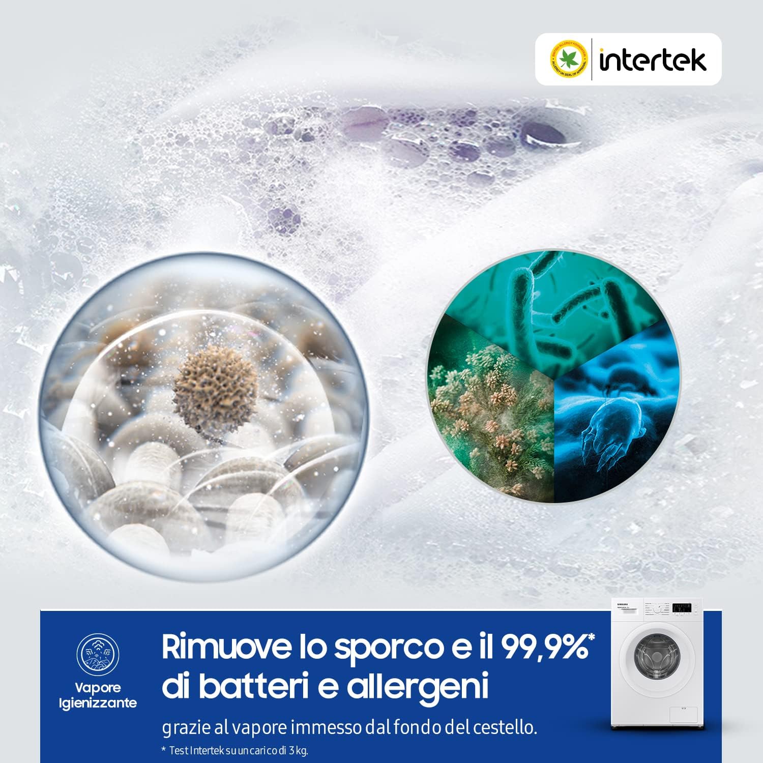 Lavatrice Slim WW60A3120WE/ET Libera Installazione, 6 Kg, 1200 RPM, Vapore, Carica Frontale, No Wifi, 60l x 85h x 40p cm