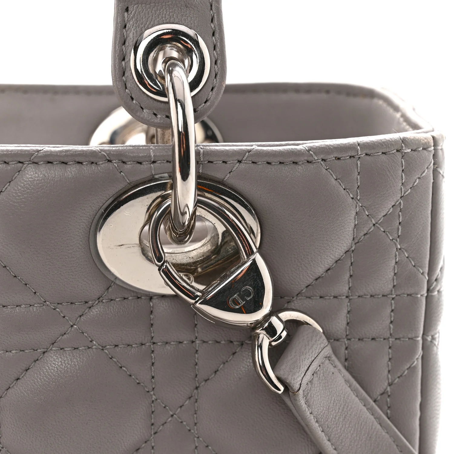 Lambskin Cannage Medium Lady Dior Grey - Top Club