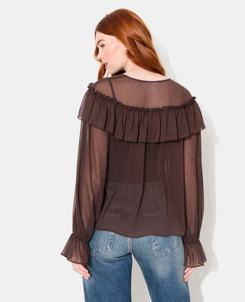 Pimkie Blouse en voile avec manches ballons et volants