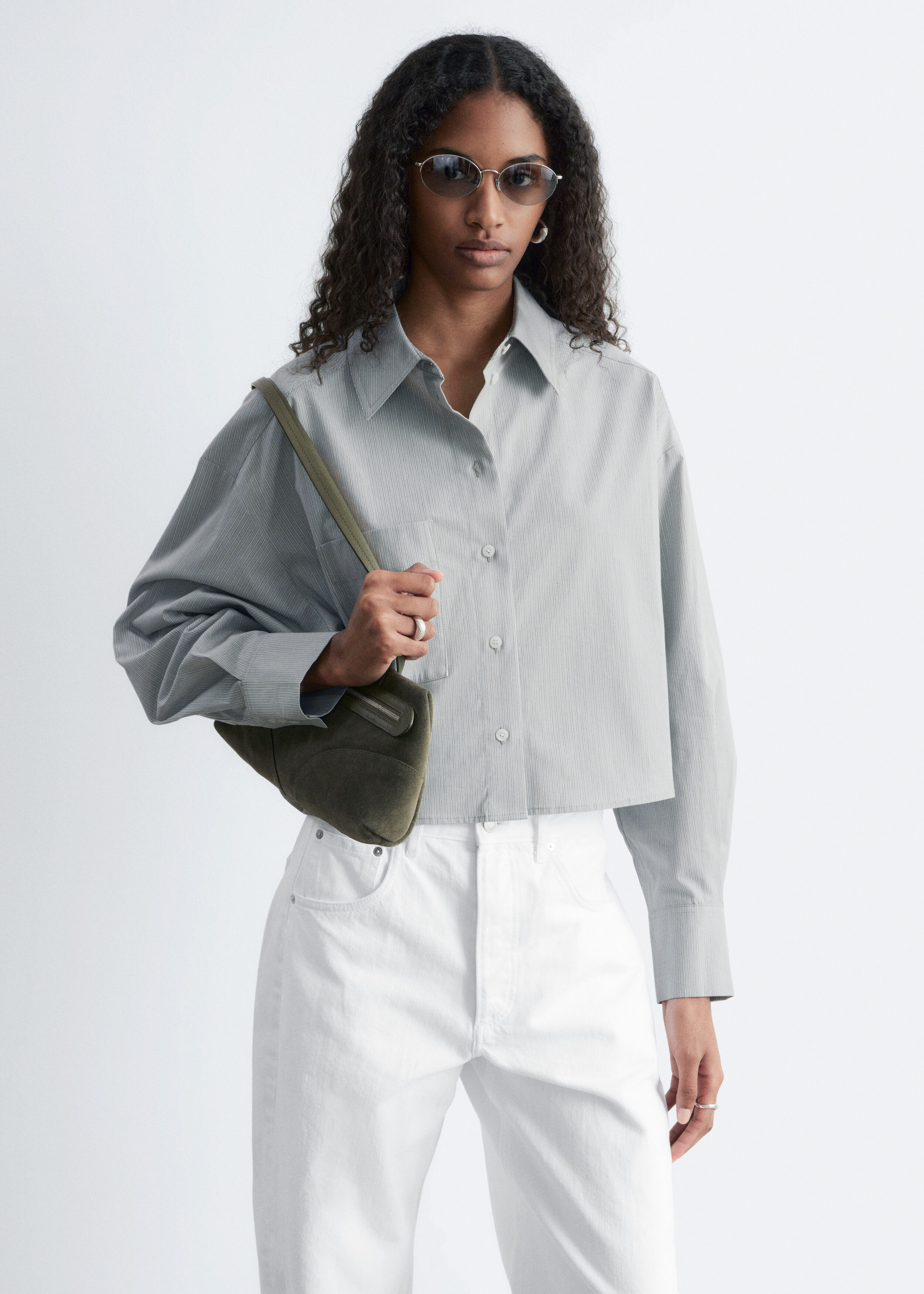 & Other Stories CROPPED OVERSIZED COTTON SHIRT