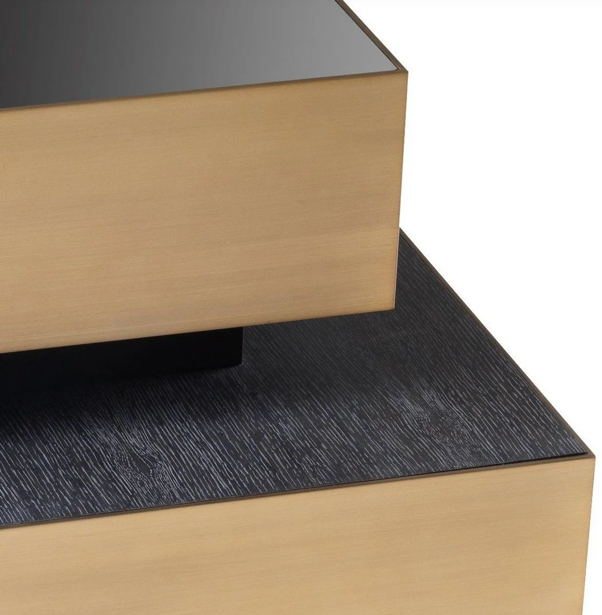Luxury side table brass colored / anthracite gray / black 62 x 80 x H. 48 cm - living room furniture - luxury quality