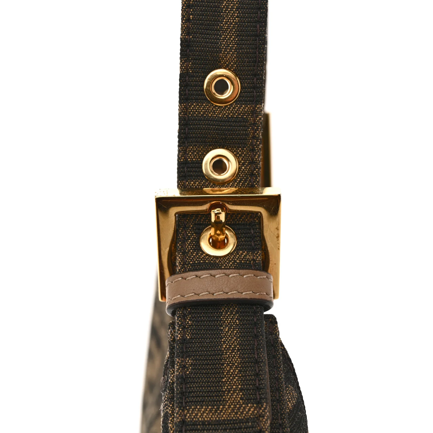 Fabric Jacquard FF 1974 Mini Cookie Hobo Bag Tobacco Moro - Top Club