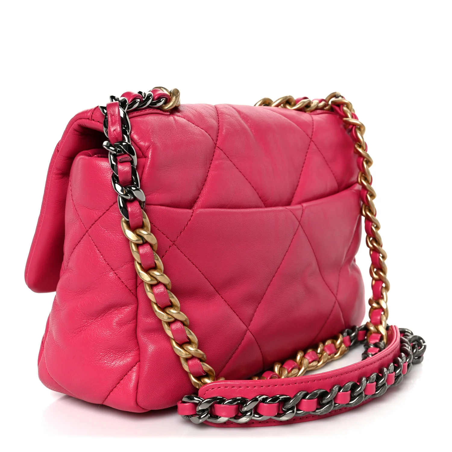 Lambskin Quilted Medium Chanel 19 Flap Dark Pink - Top Club