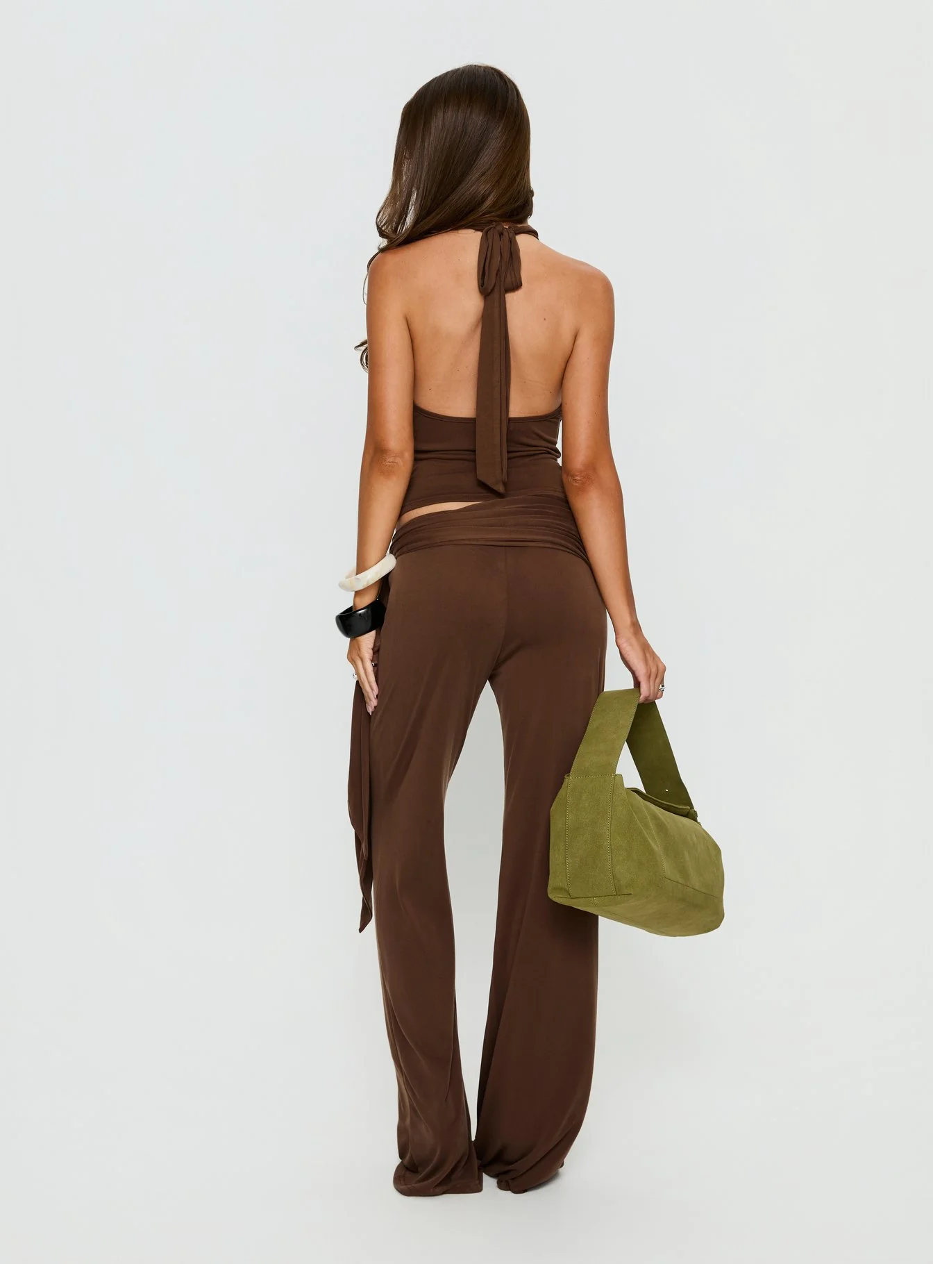 Katiana Wrap Jersey Pants Brown