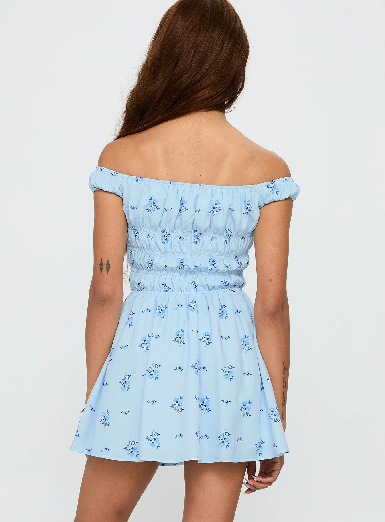 These Are The Days Shirred Mini Dress Blue Multi