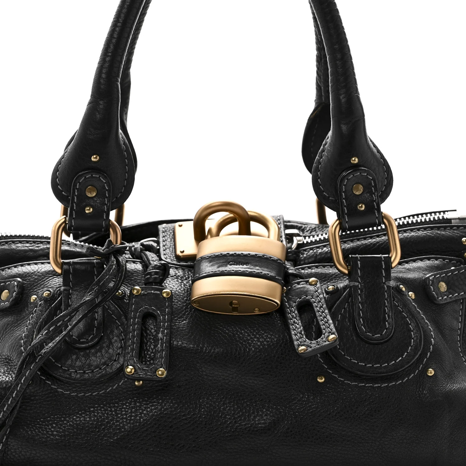 Calfskin Medium Paddington Satchel Black - Top Club