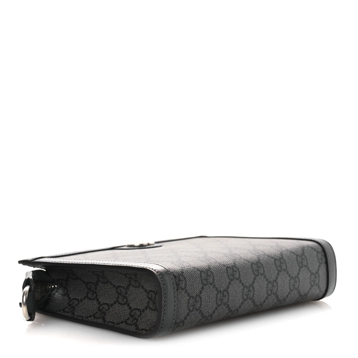 GG Supreme Monogram Textured Dollar Calfskin Web Small Ophidia Shoulder Bag Grey Black Graphite Grey - Top Club