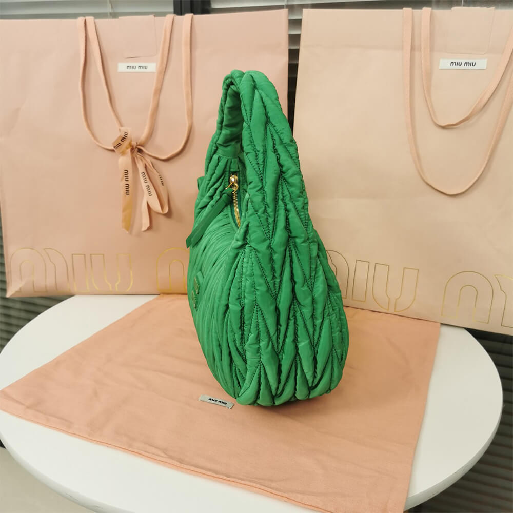 Miu Wander matelasse regenerated nylon hobo bag - Top Club