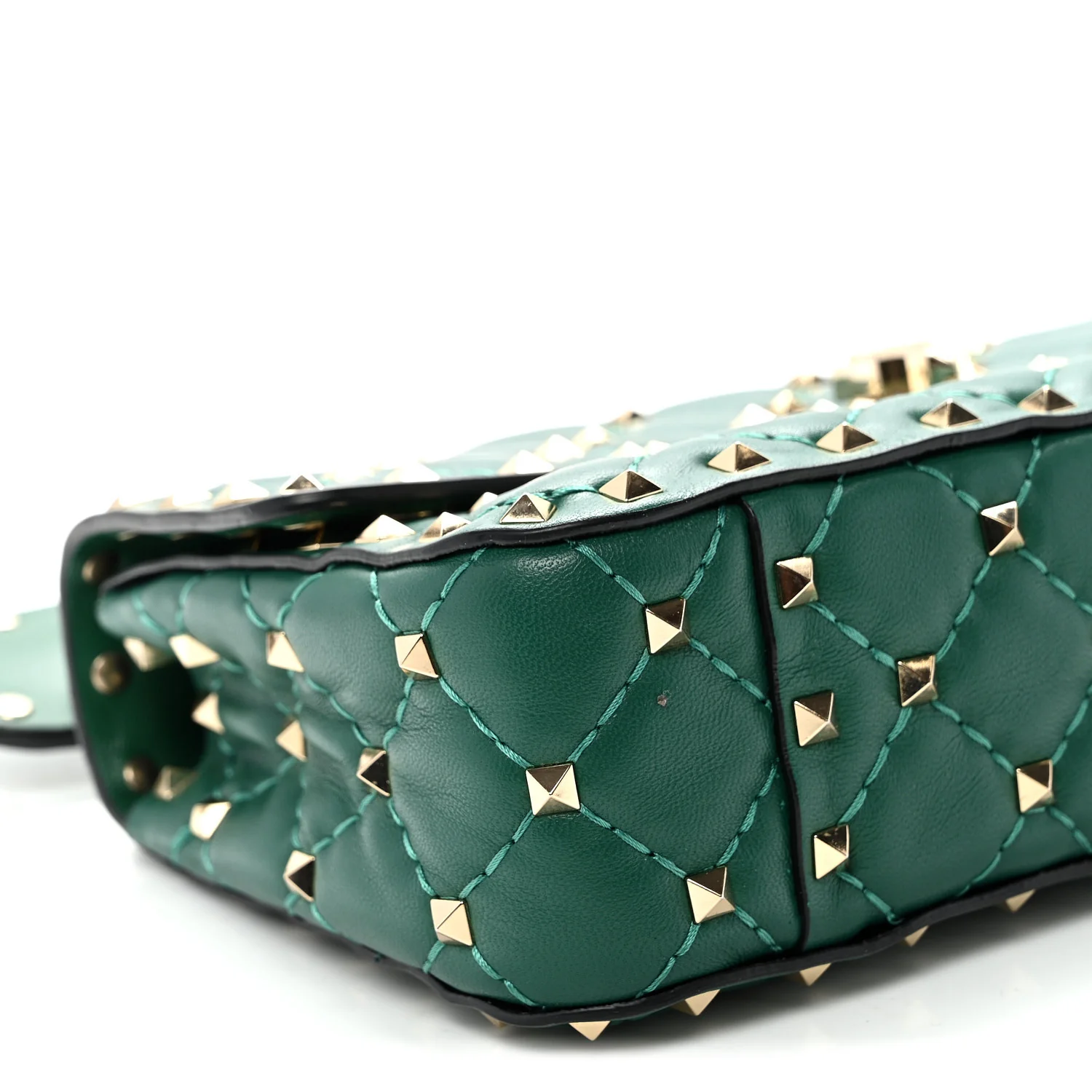 Nappa Small Rockstud Spike Shoulder Bag Gea Green - Top Club