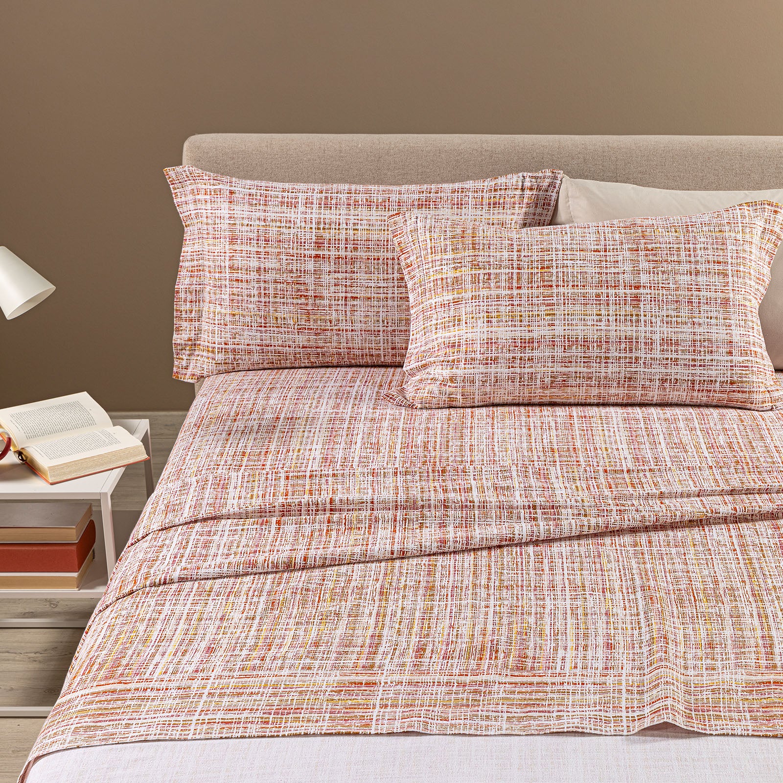 Completo Lenzuola In Flanella Candy Flanella Singolo Corallo Caleffi