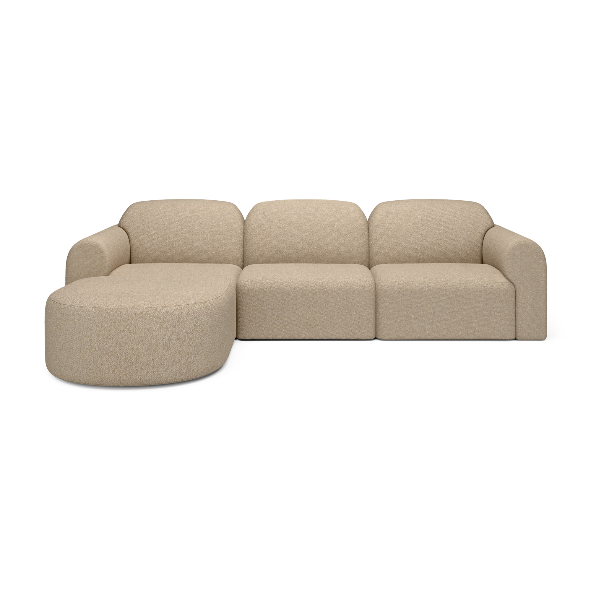 3-zitsbank Bulky met hocker rond almond