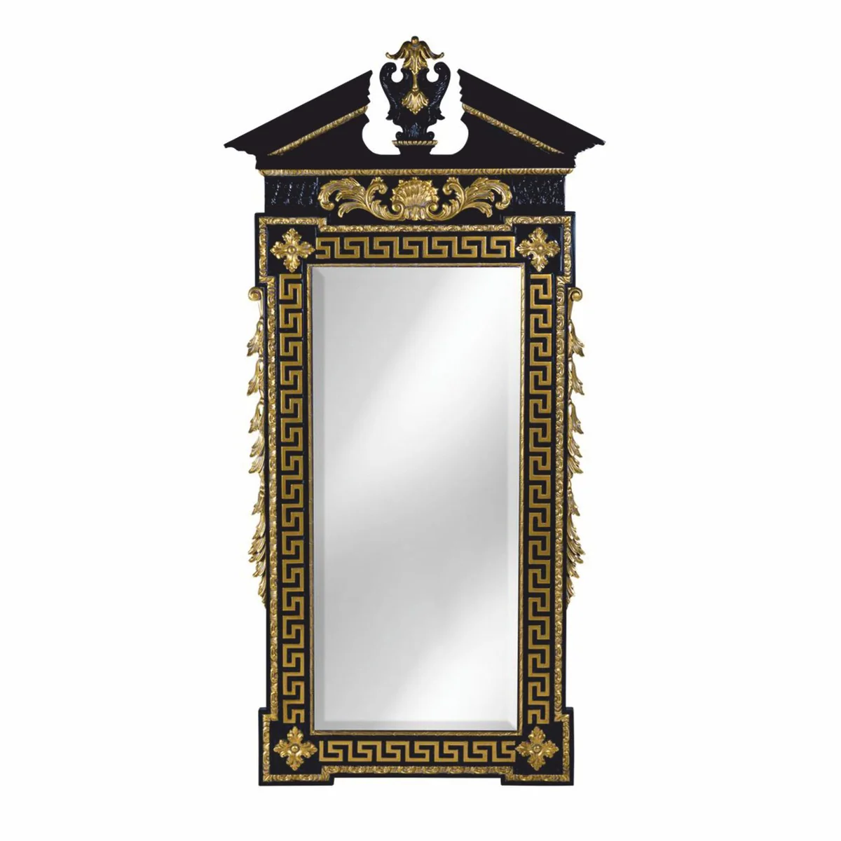 Luxury baroque mirror black / gold H. 189 cm - baroque style furniture