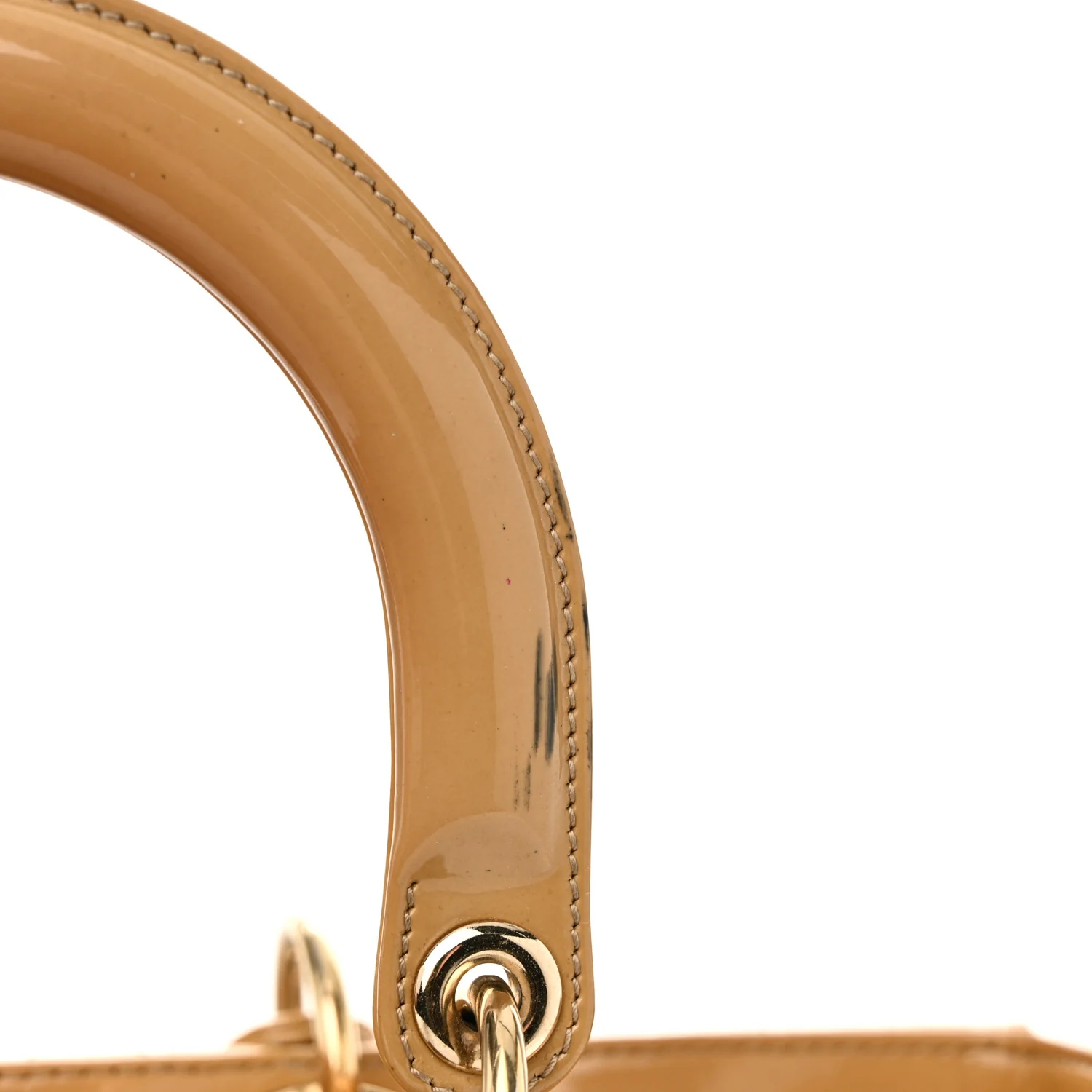 Patent Cannage Large Lady Dior Dark Beige - Top Club