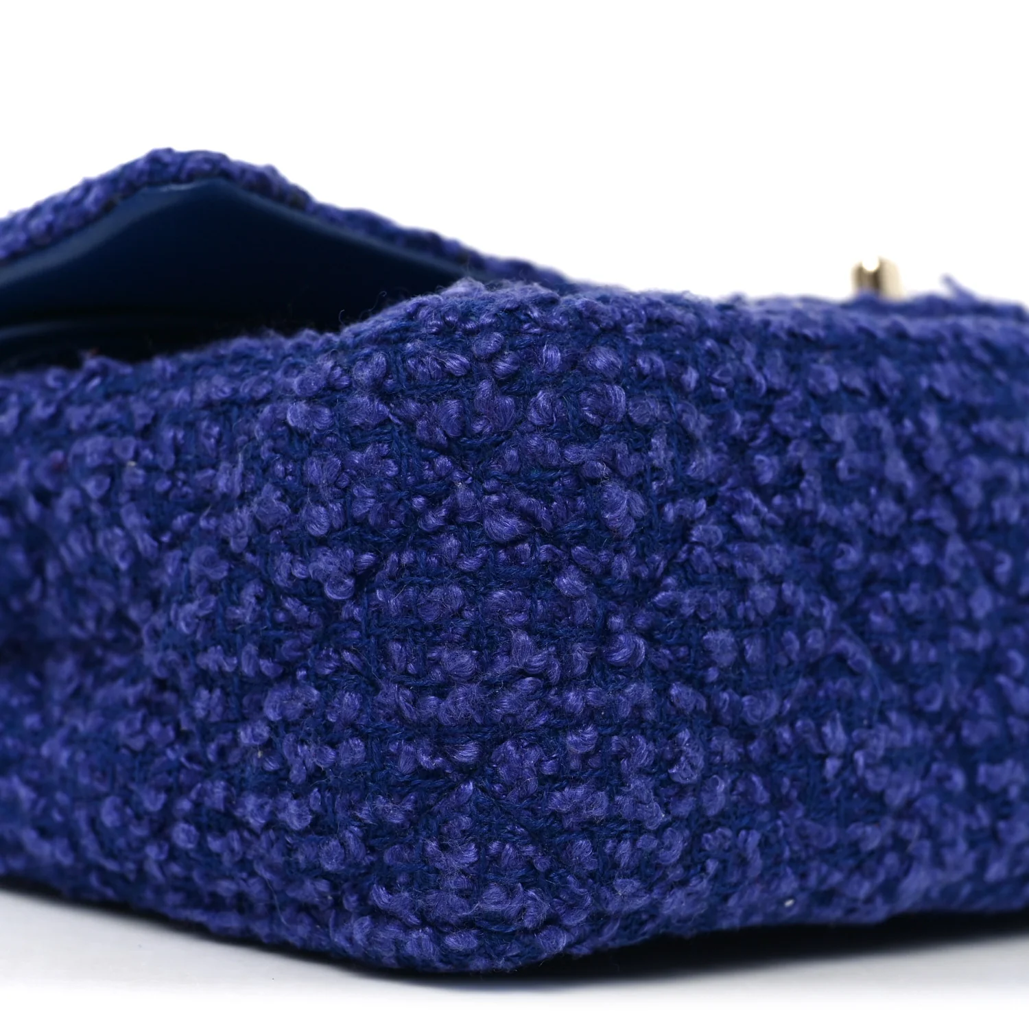 Tweed Quilted Medium Double Flap Blue - Top Club