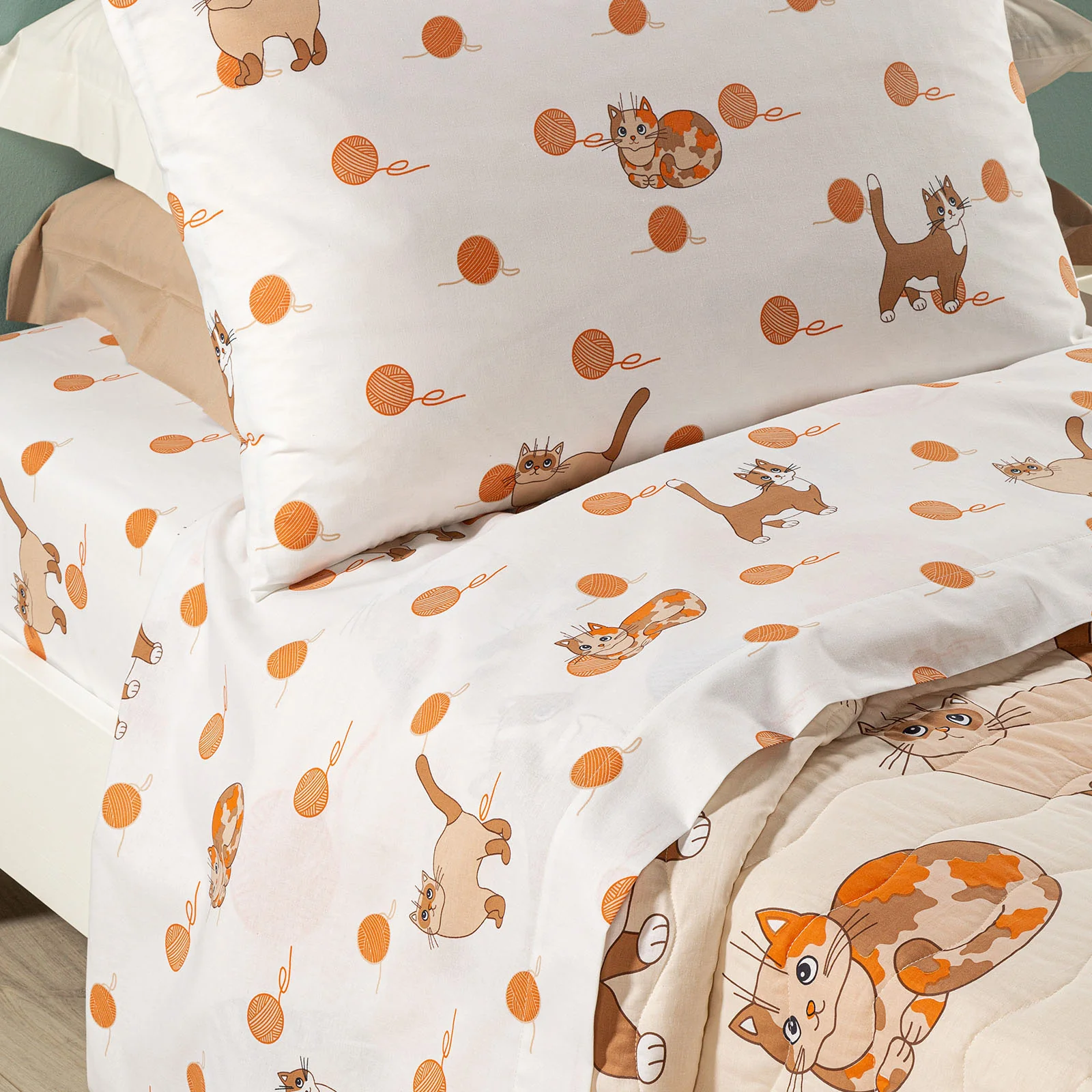 Quilted cotton bedspread Natural Single Caleffi Kids