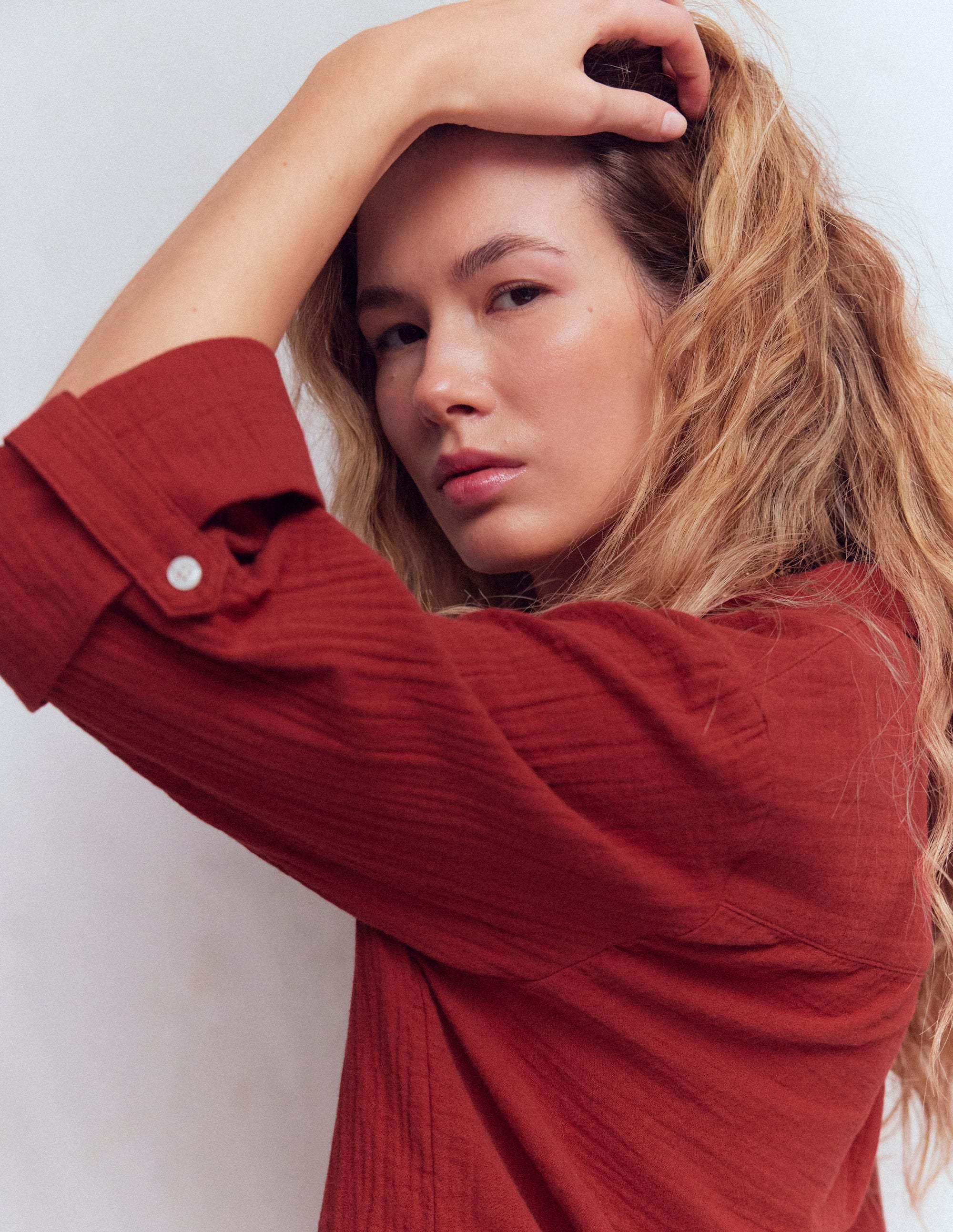 Langes Doppeltuch-Hemd-Tonorange