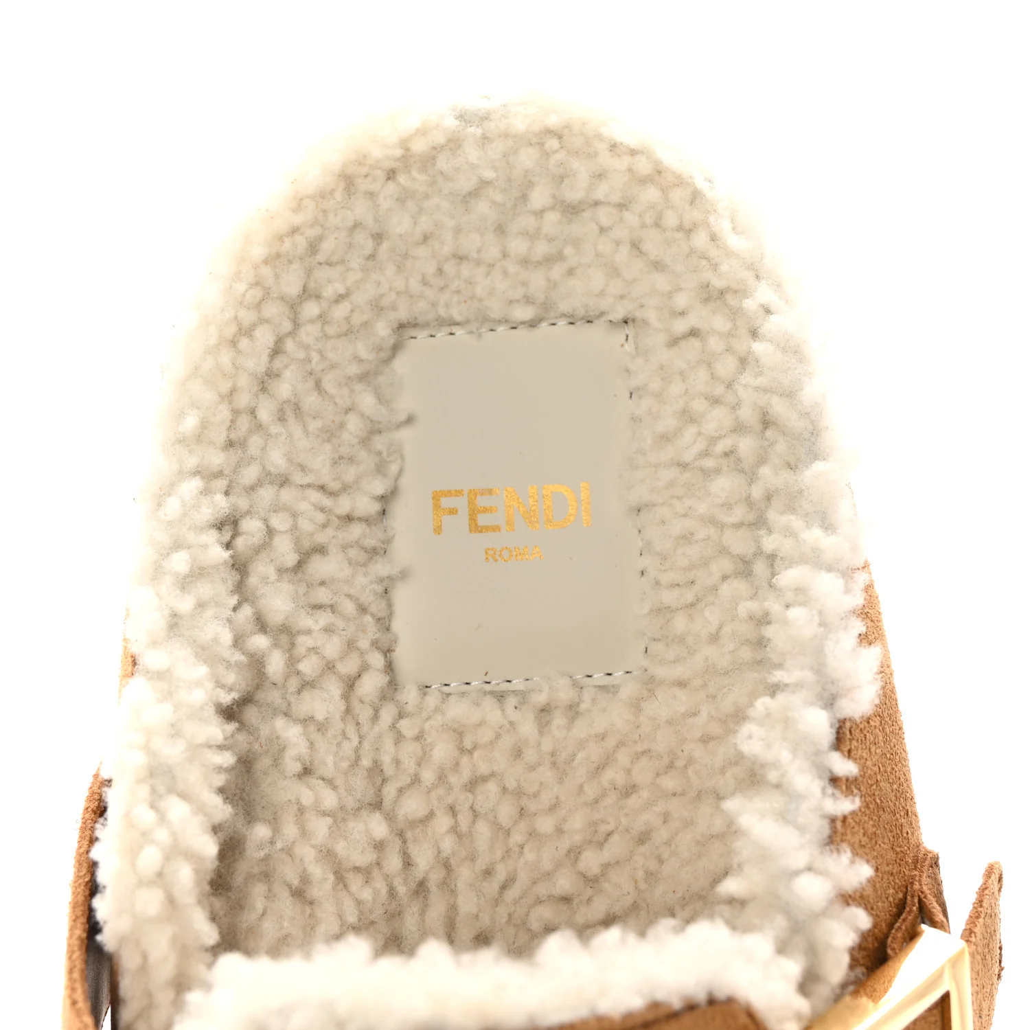 Suede Shearling Fendi Feel Buckled Clogs 38 Caramel Latte - Top Club
