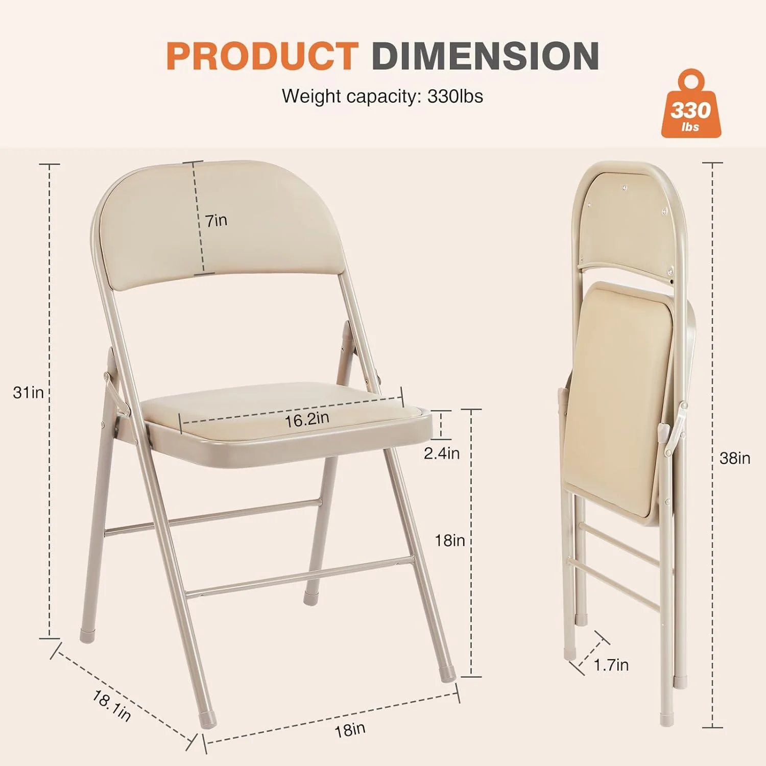 Sweetcrispy Folding Chair 12 Pack, Leather Padded Folding Chairs, Sturdy Metal Foldable Chairs