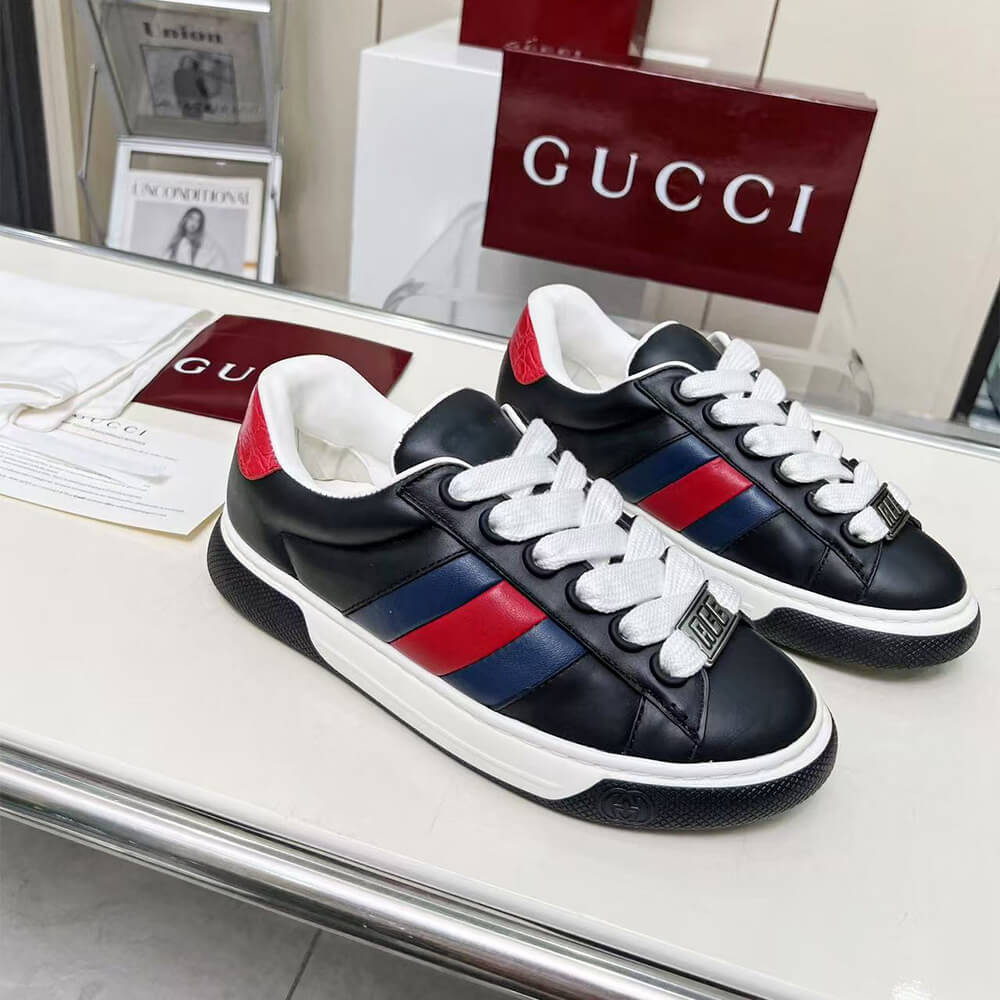 Gucci Ace Web Stripe leather sneakers - Top Club