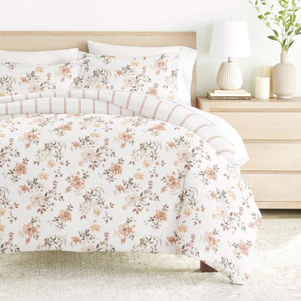Sunset Garden Pattern 3-Piece Reversible Duvet Cover Set (Sale)