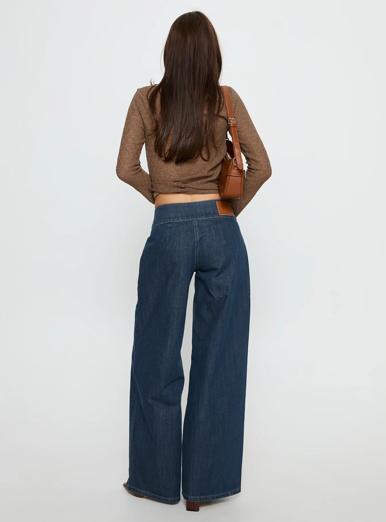 Unwritten Mid Rise Wide Leg Jeans Dark Blue Wash