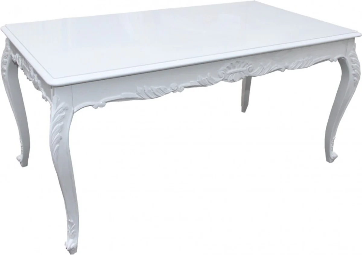 Baroque dining table white glossy 140 cm
