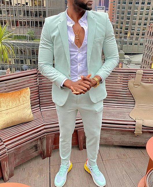 Elegant Plain Notch Lapel One Button Blazer & Pants 2Pcs Set