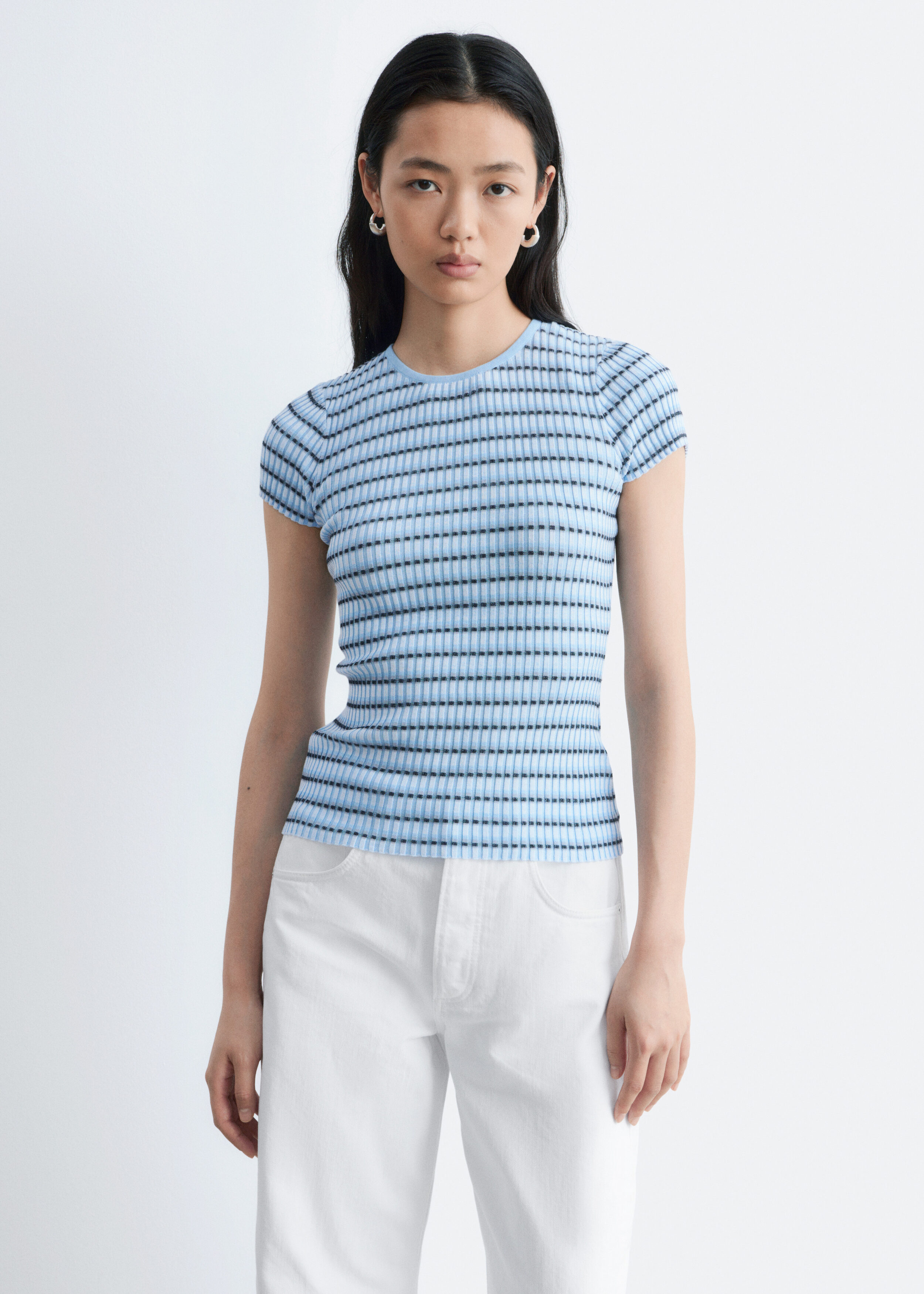 & Other Stories STRIPED RIB-KNIT T-SHIRT
