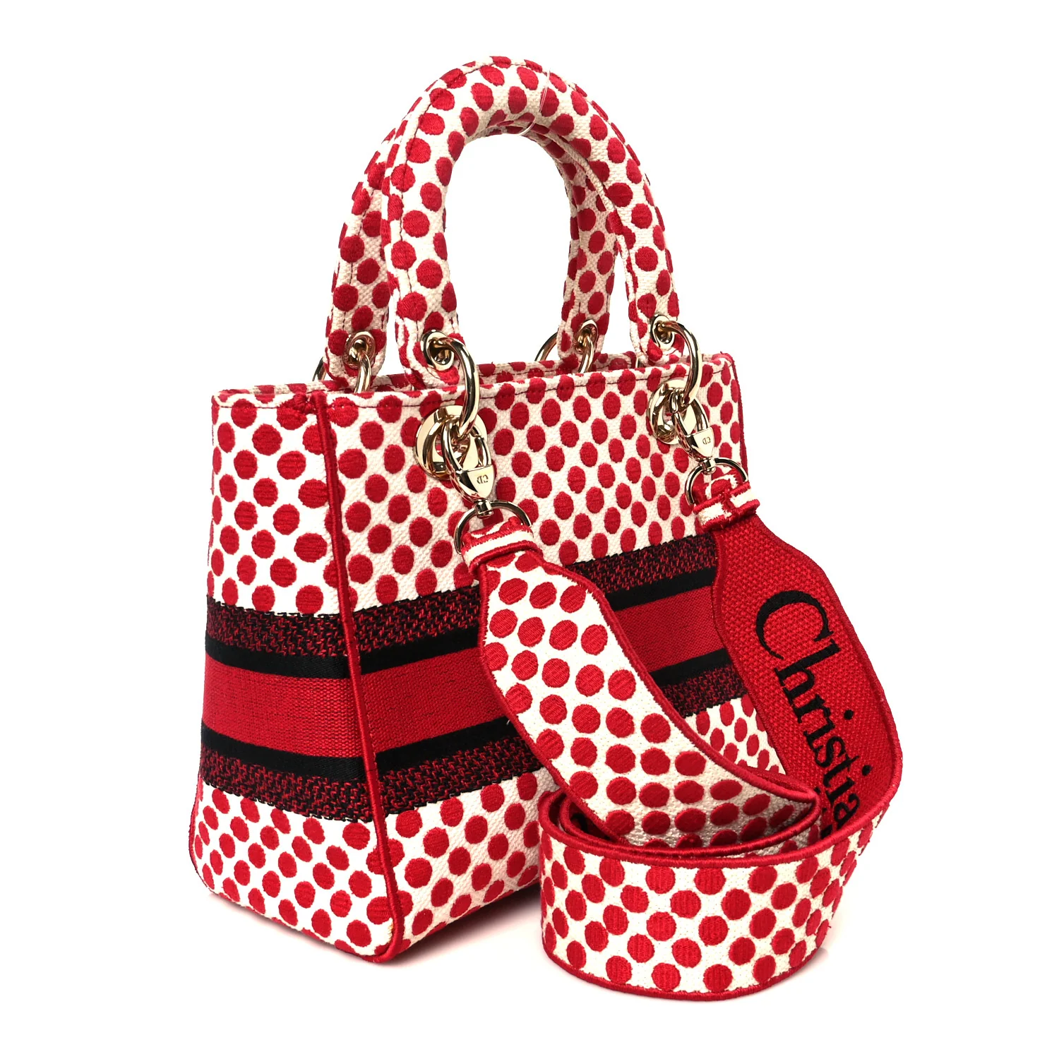 Canvas Medium DiorAmour Dots Lady D-Lite Red - Top Club